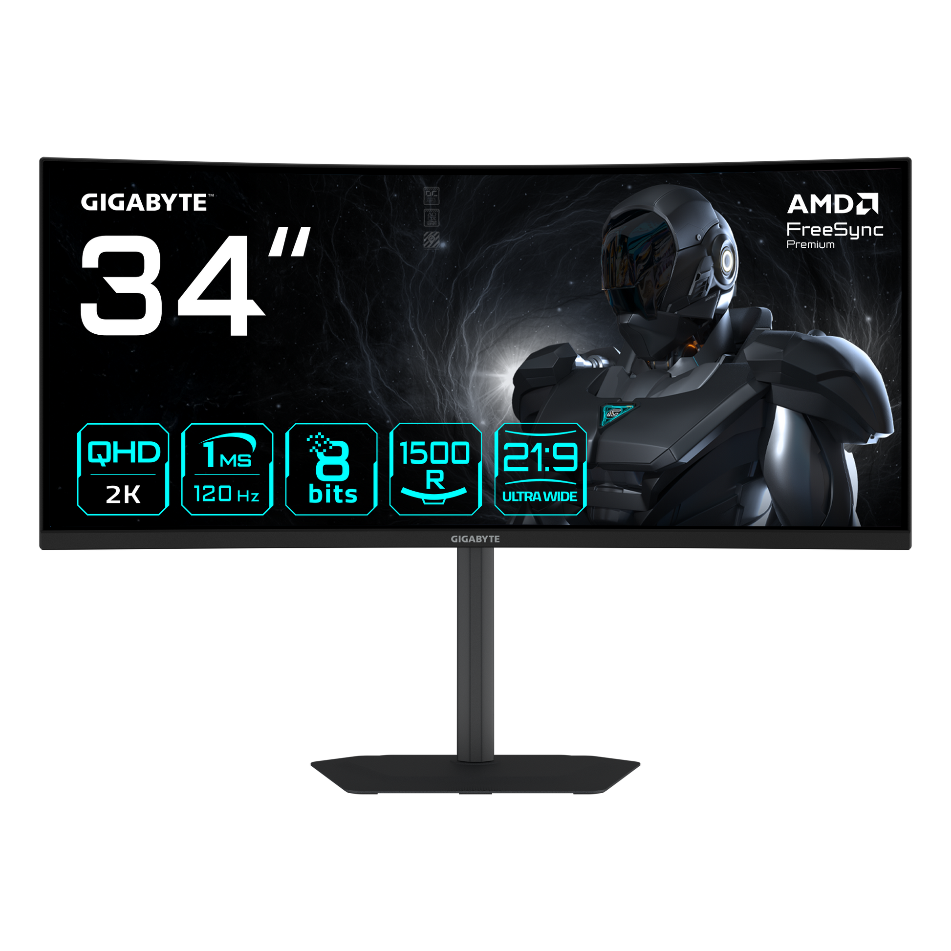 GIGABYTE GS34WQCA – Monitor, 34", 3440 × 1440, VA, 120 Hz, 300 cd/m²