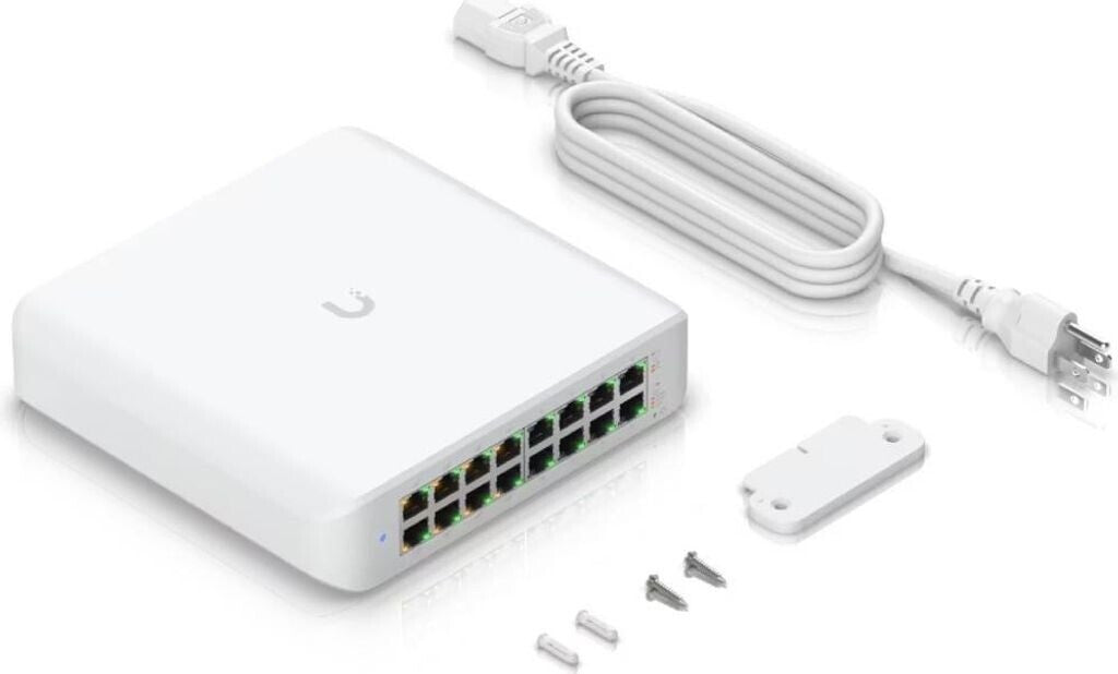 Ubiquiti UniFi Switch Lite 16 PoE – Managed L2 Switch – 16× 1G, 8× PoE+, Wandmontage, lüfterlos