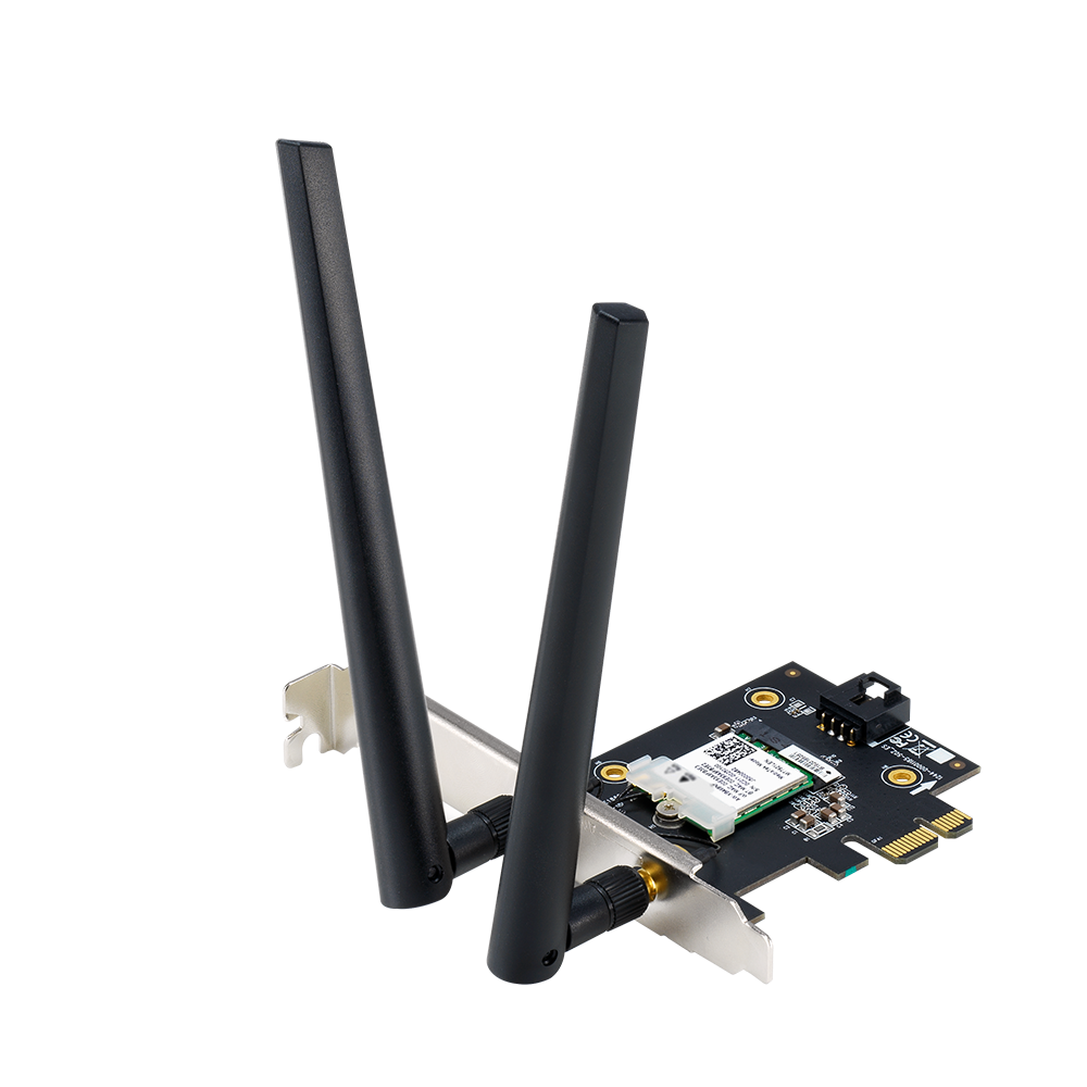 ASUS PCE-AXE5400 – PCIe WLAN-Karte – Wi-Fi 6E (2,4/5/6 GHz), 2,4 Gbit/s, Bluetooth 5.2, für PC