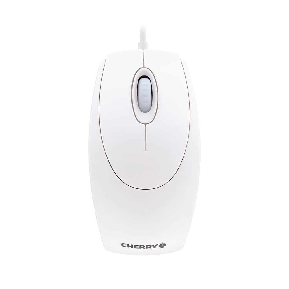 CHERRY WHEELMOUSE Maus – kabelgebunden, USB-A, 1'000 dpi, 3 Tasten, beidhändig, weiss/grau