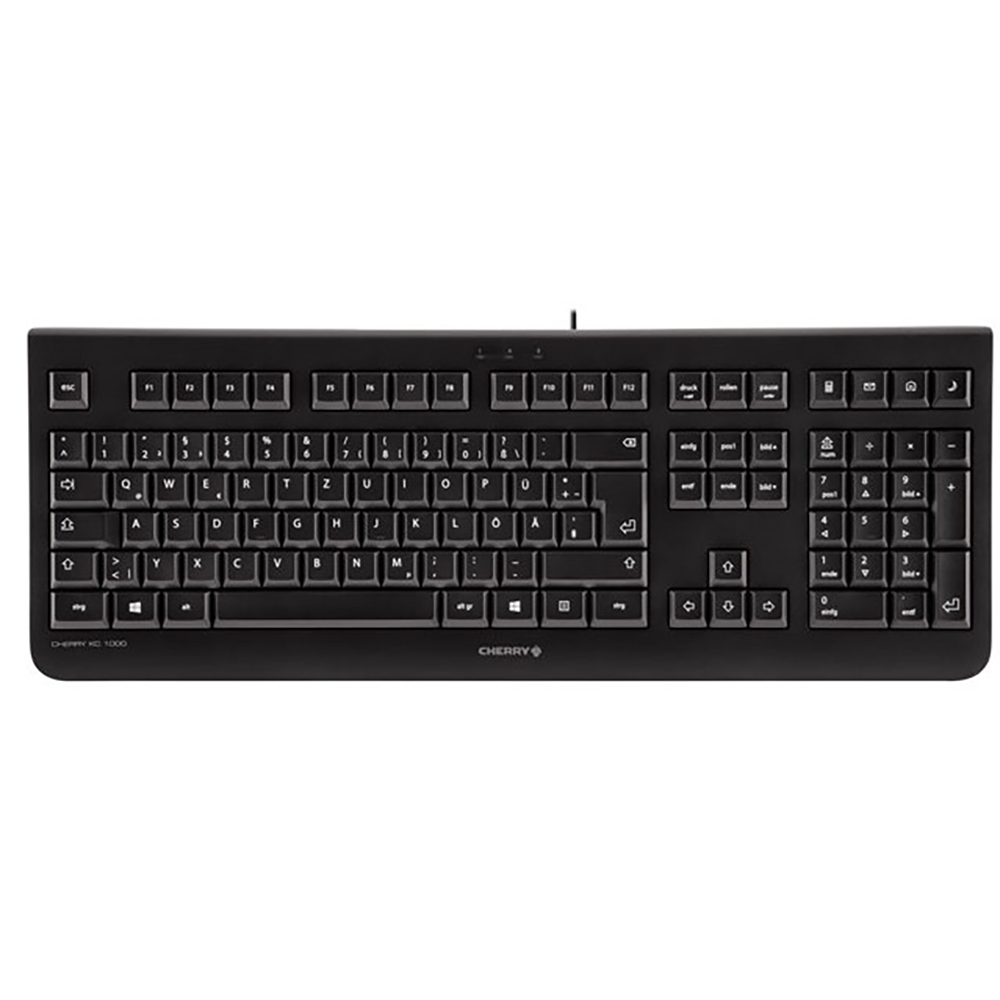 CHERRY KC 1000 – Tastatur, kabelgebunden (USB), CH-Layout (DE-CH), Fullsize (mit Ziffernblock), Schwarz