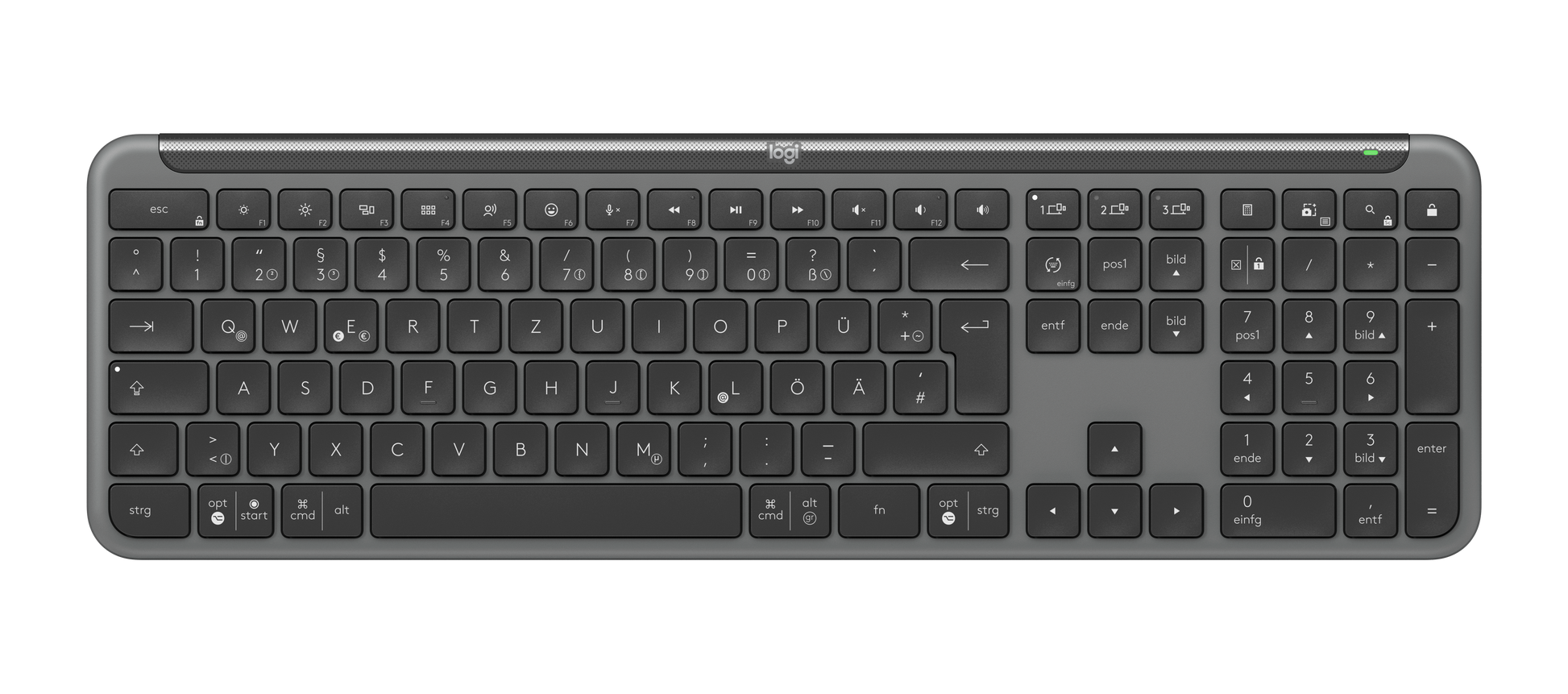 Logitech Signature Slim Wireless K950 – Tastatur, kabellos, CH-Layout (DE-CH), Grau