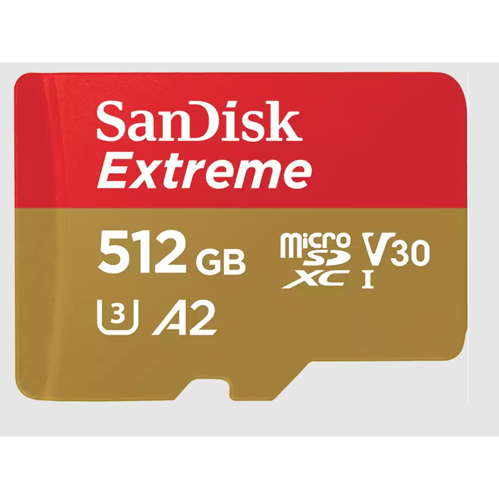 SanDisk Extreme – 512 GB, microSDXC, 190/130 MB/s A2 C10 mit SD-Adapter