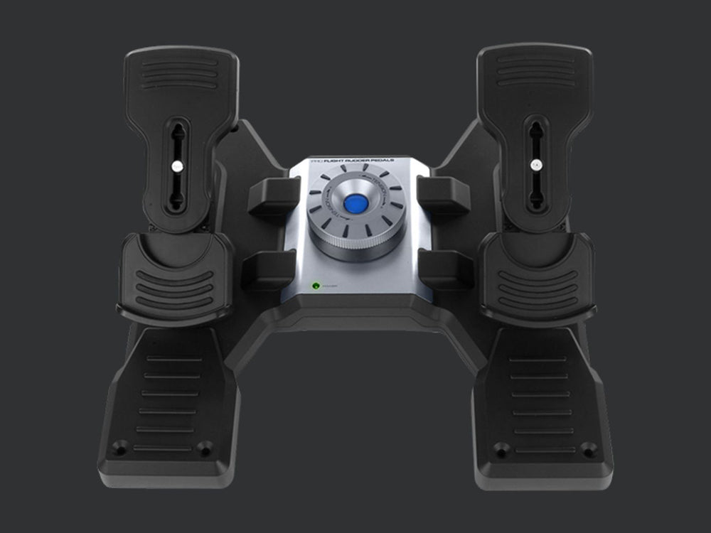 Logitech G Saitek Pro Flight Rudder Pedale – Maus – Kabelgebunden (USB‑A), Schwarz/Silber
