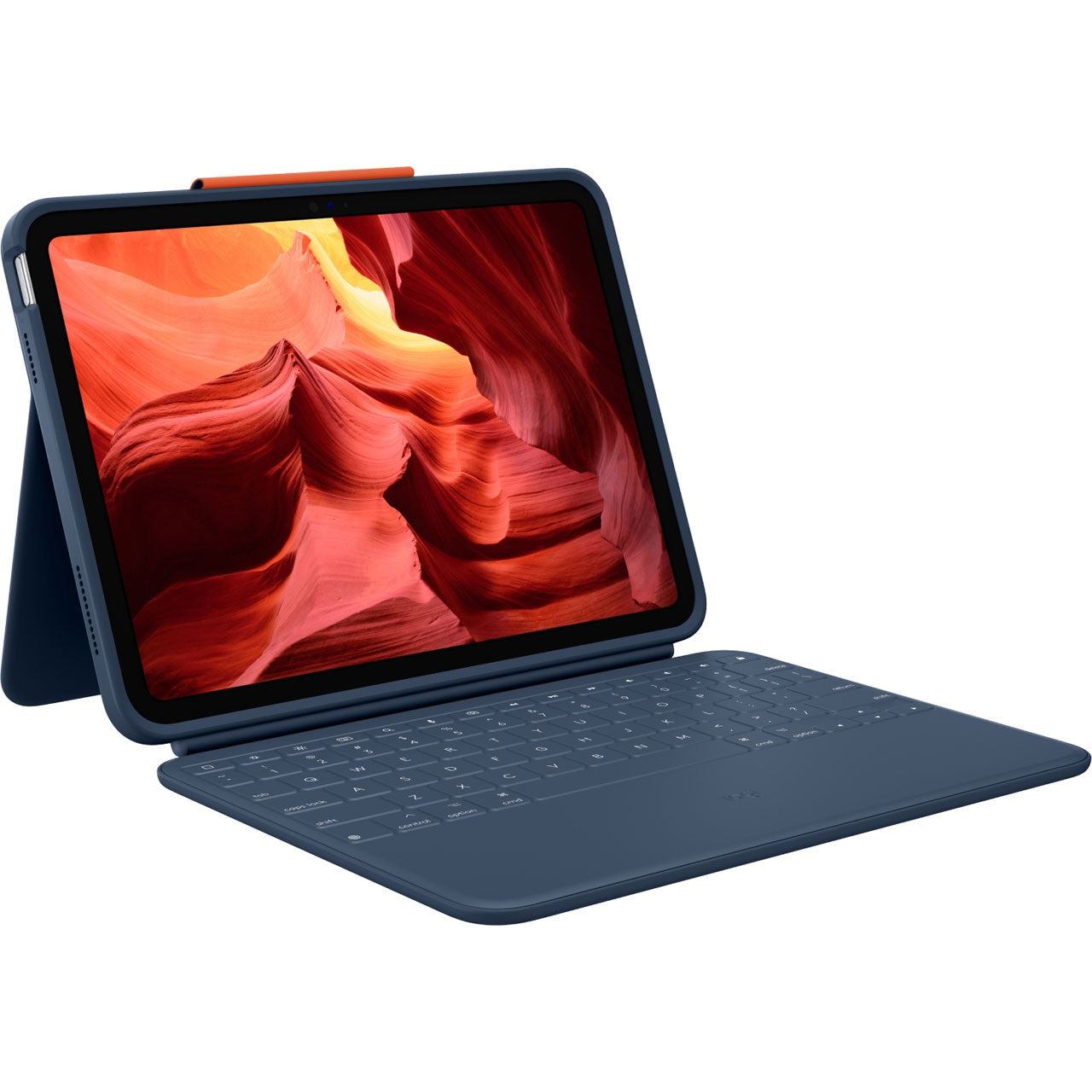 Logitech Rugged Combo 4 Touch – Tastatur, CH-Layout (DE-CH), Blau – für iPad (10. Generation)
