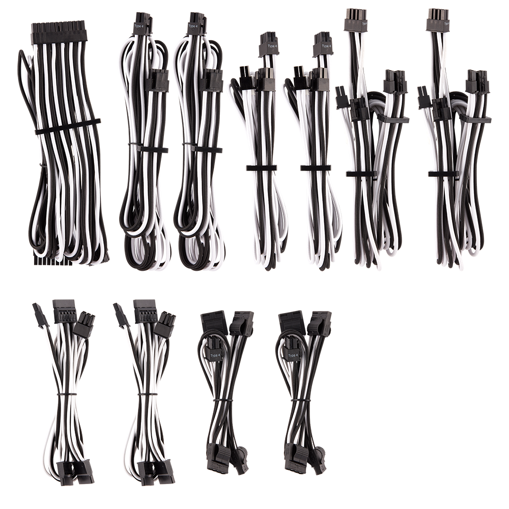 Corsair Pro Kit Typ 4 DC-Stromkabel – Schwarz/Weiss, für Corsair HX- und RM-Serie