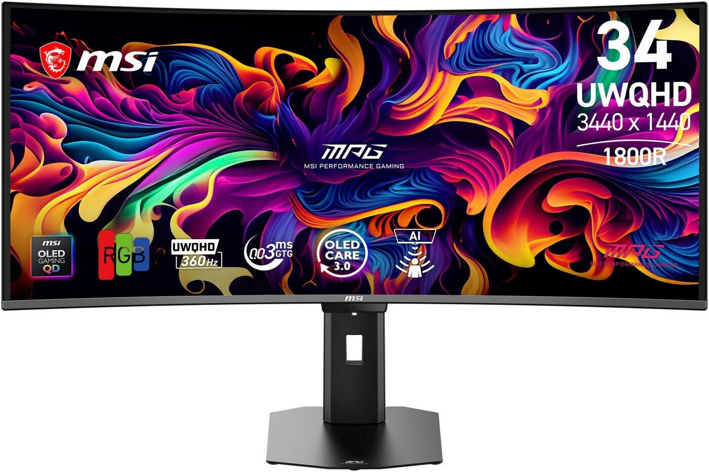 MSI MPG 341CQRDE QD-OLED X36 – 34" Gebogen, 3440 × 1440 (UWQHD), OLED