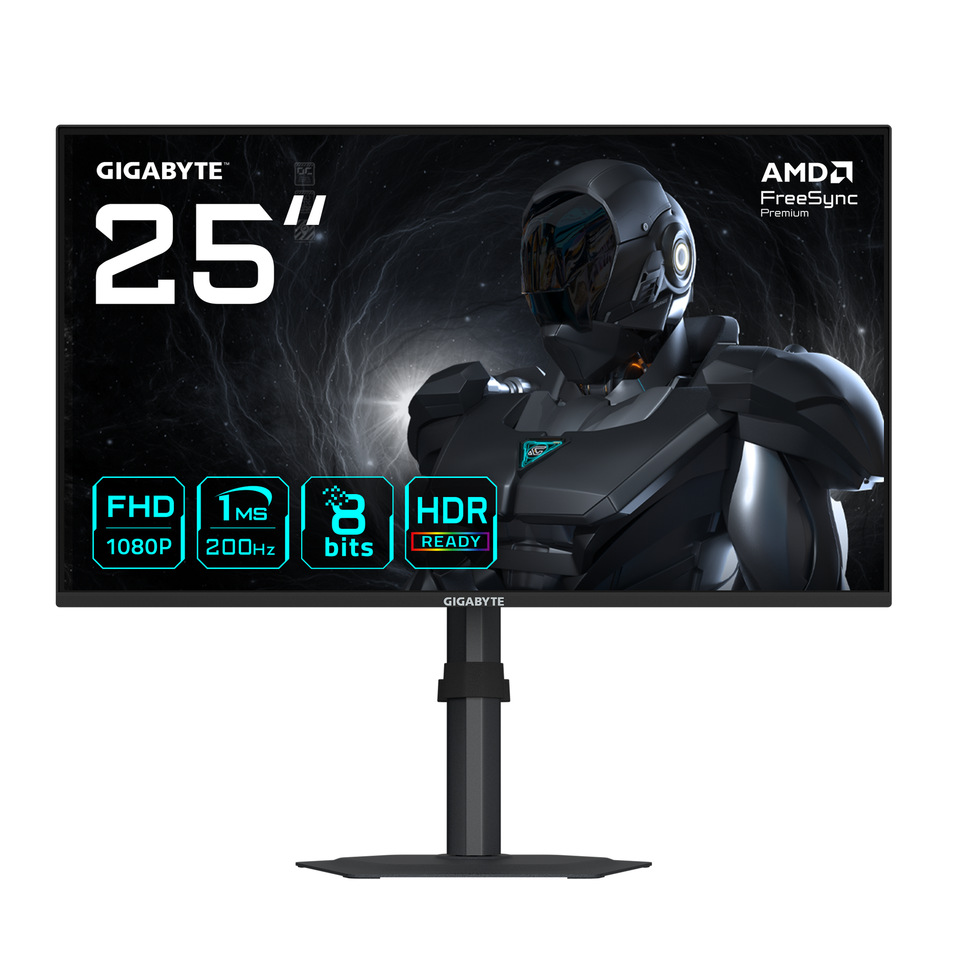 GIGABYTE G25F2 – Monitor, 24,5", 1920 × 1080 (Full HD), IPS, 200 Hz, 300 cd/m², 2× HDMI, 1× DisplayPort