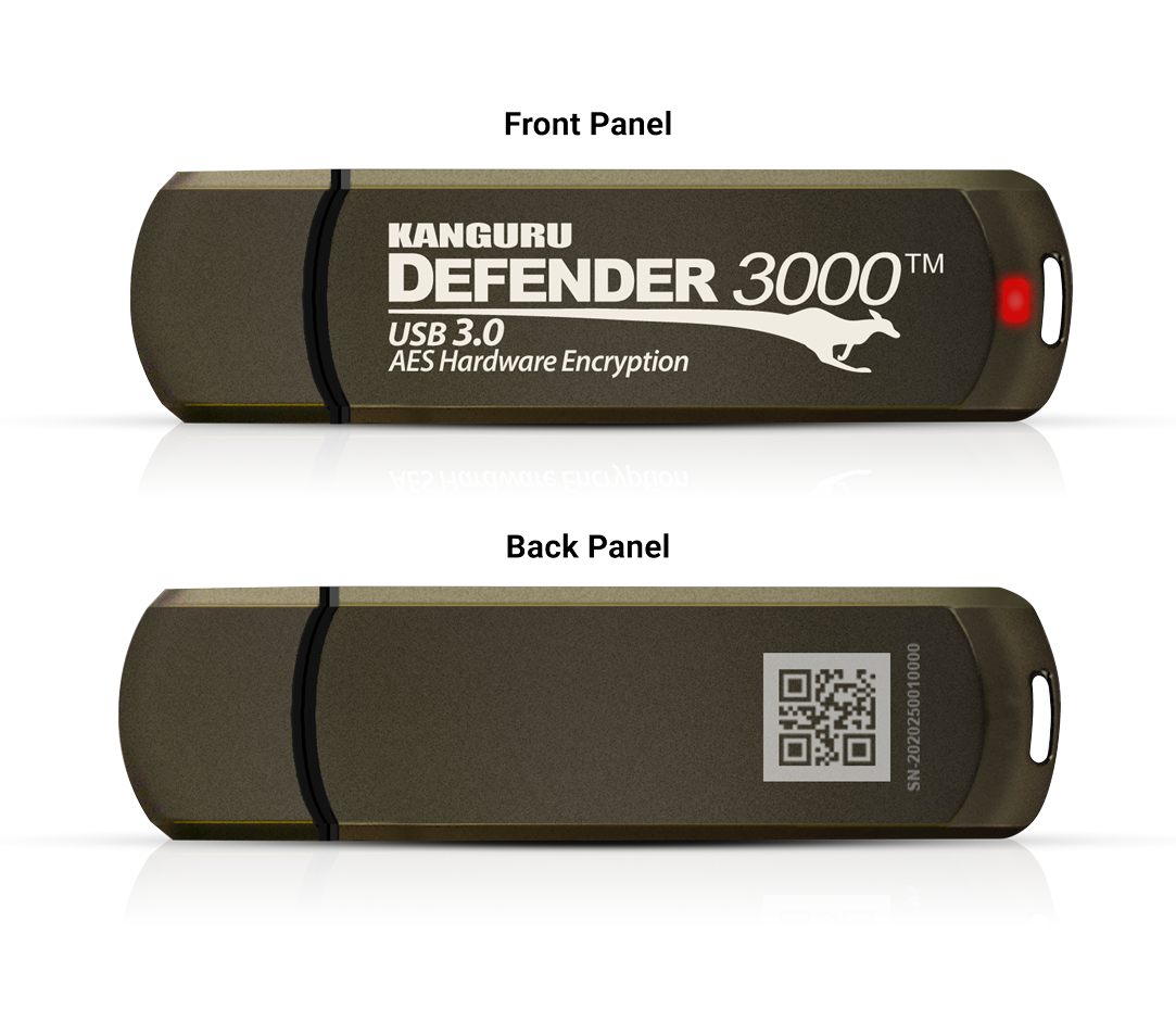 iStorage Kanguru Defender 3000 128 GB – USB-A 3.2 Gen 1, AES-XTS 256-bit, FIPS 140-2 L3