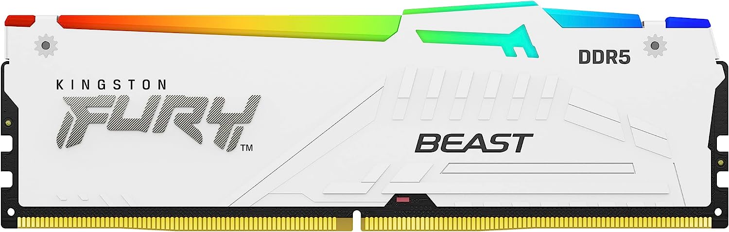 Kingston Technology Kingston FURY Beast – DDR5 RAM 16 GB 6000 MT/s CL30, 288-Pin DIMM, ECC, Weiss, RGB, EXPO