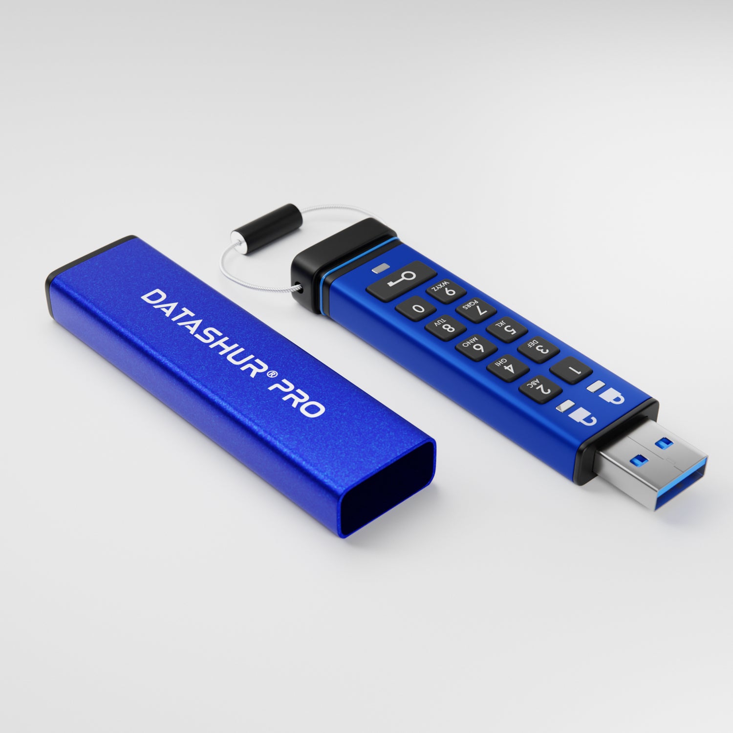 iStorage datAshur Pro – 256 GB, USB 3.2 Gen 1, AES-XTS 256-Bit HW-Verschlüsselung, FIPS 140-2 L3, IP57, Tastatur