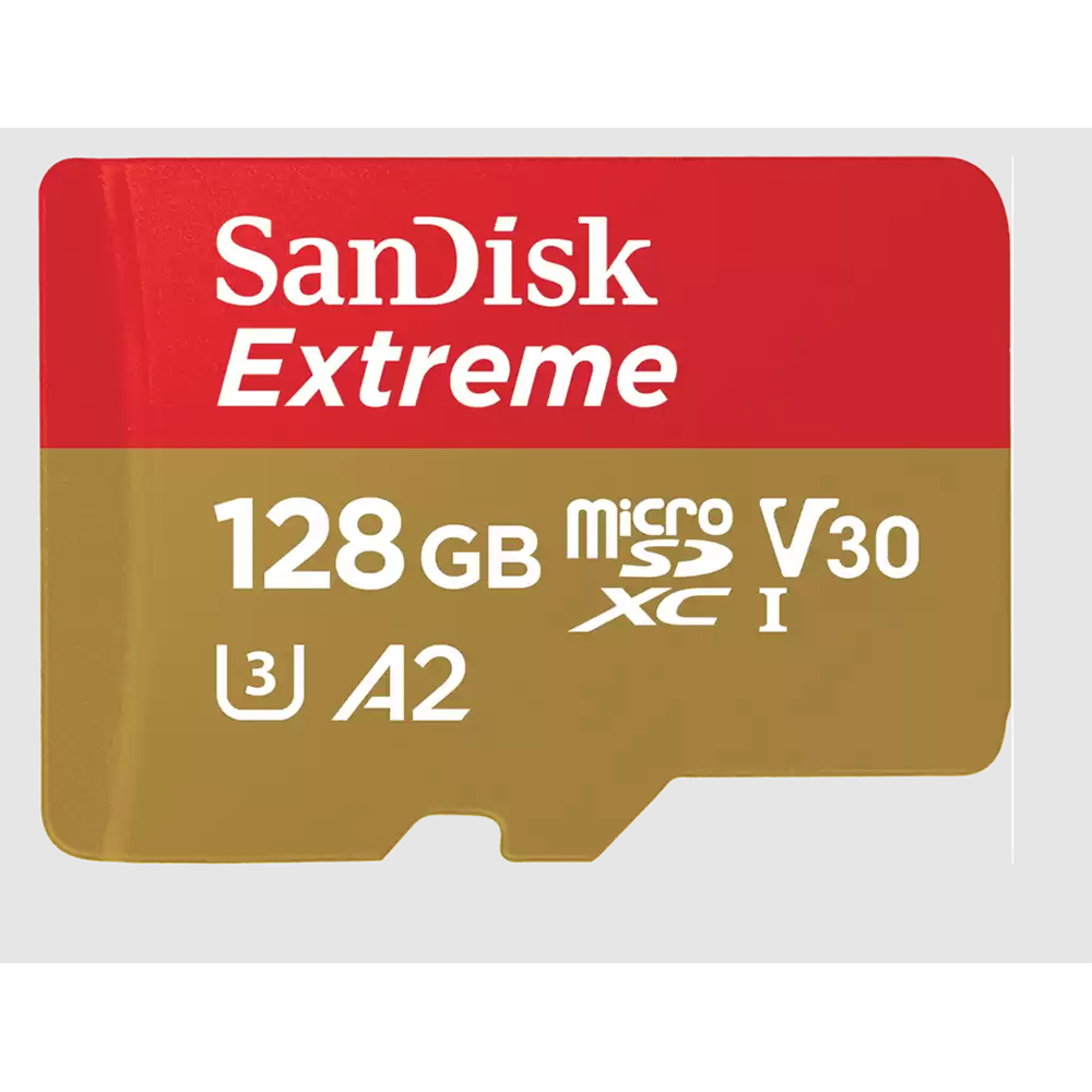 SanDisk Extreme microSDXC – 128 GB, A2, C10, V3, mit SD-Adapter