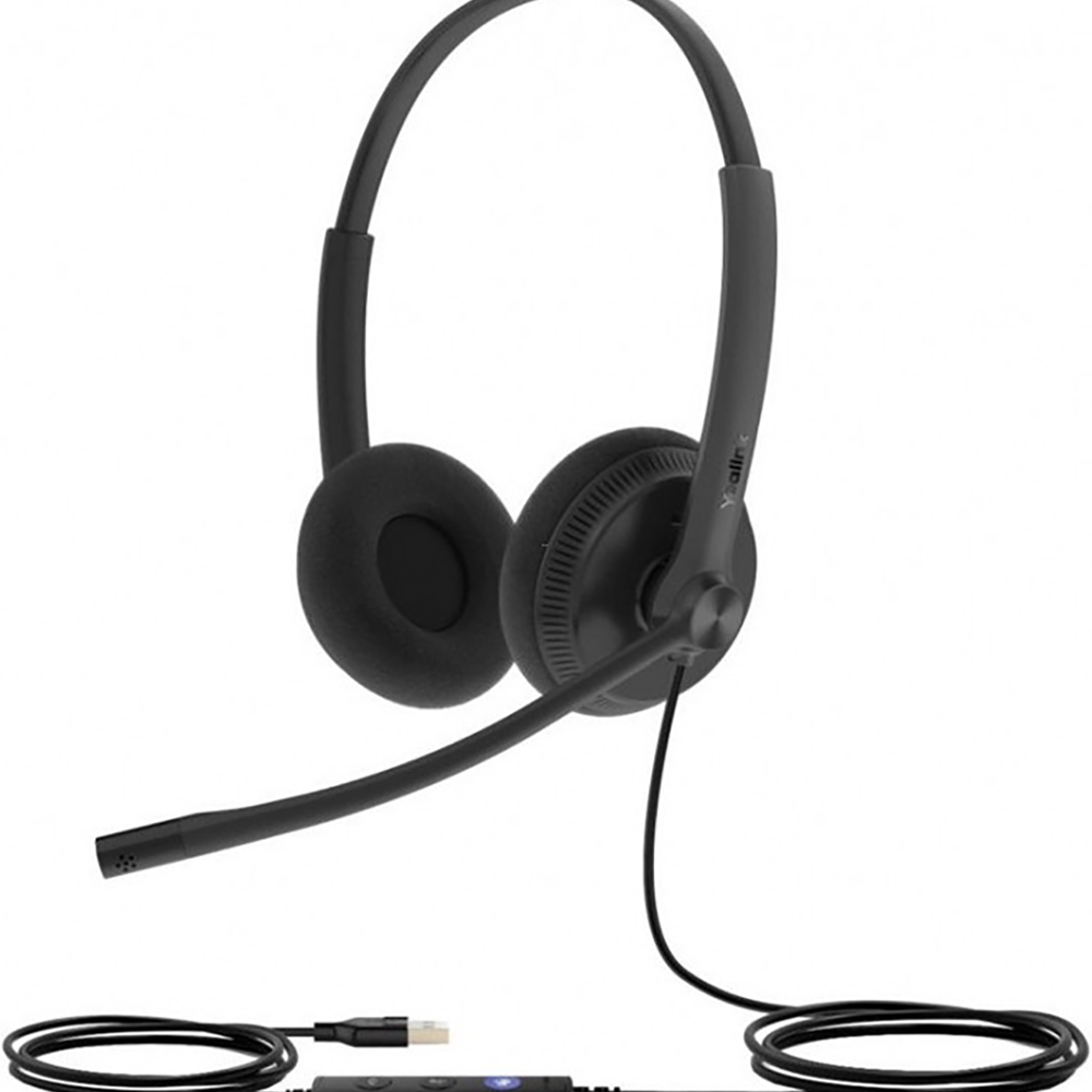 Yealink UH34 Dual Teams Office-Headset – On-Ear, Stereo, USB-A, für T41S, T42S, T46S und andere, Schwarz