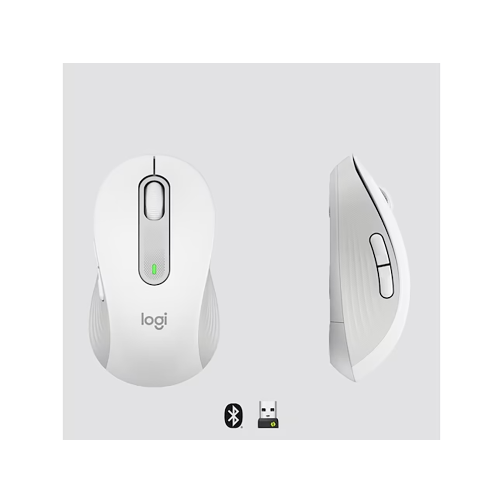 Logitech M650 L Maus – kabellos, für Linkshänder, für Handflächen L, weiss