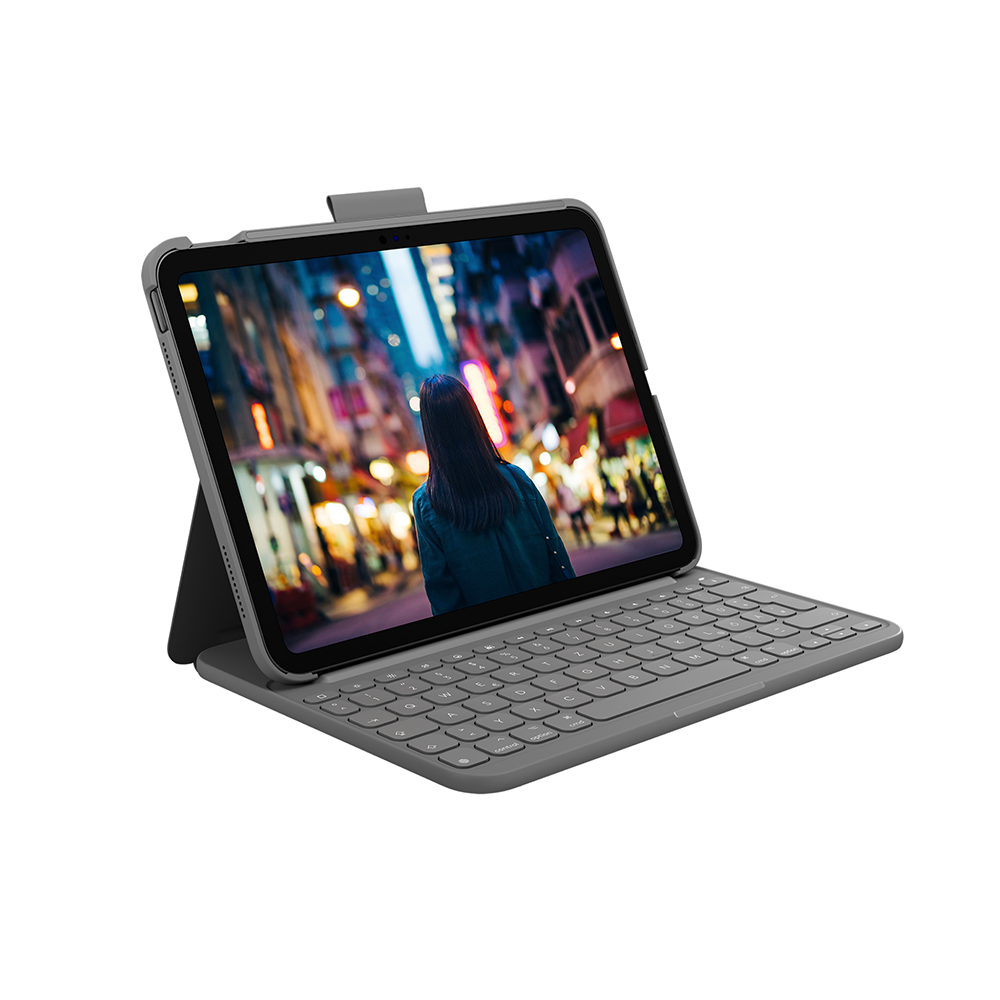Logitech Combo Touch Tablet- & Notebook-Tasche – für iPad (10. Gen, A2696/A2757/A2777), Aufsteckfunktion, Grau