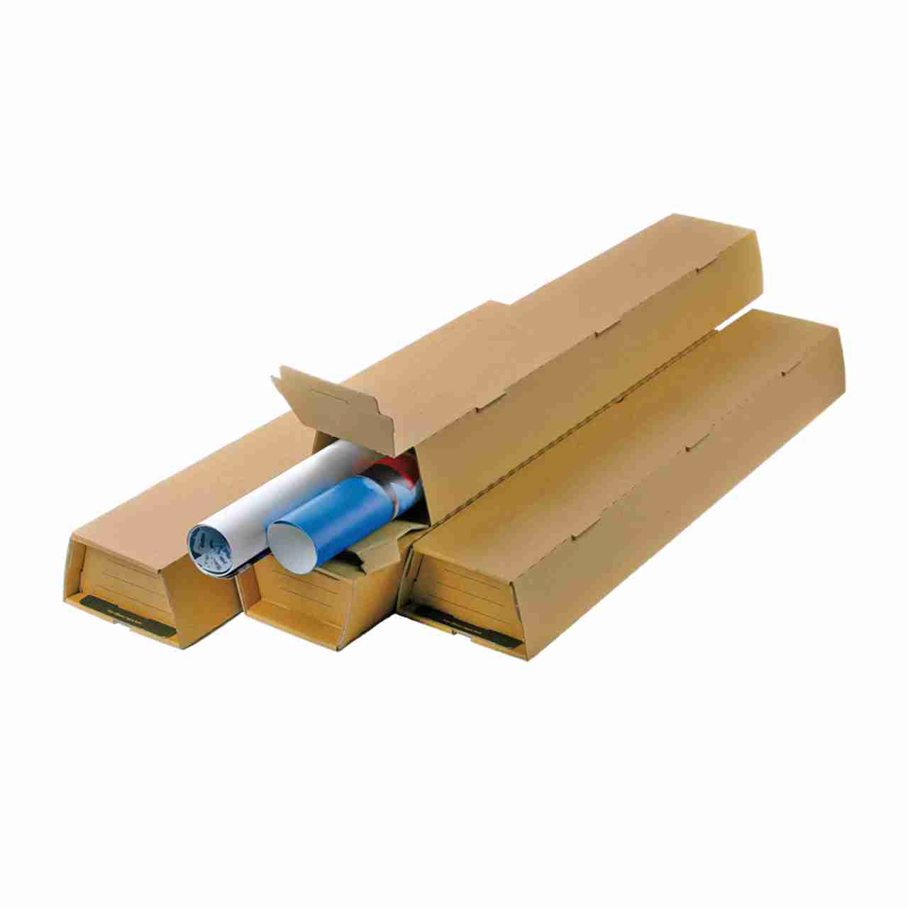 Colompac Versandverpackung – 705 × 105 × 75 mm, braun, Wellkarton, Aufreissband, selbstklebend – 1 Stk., ab 20 Stk.