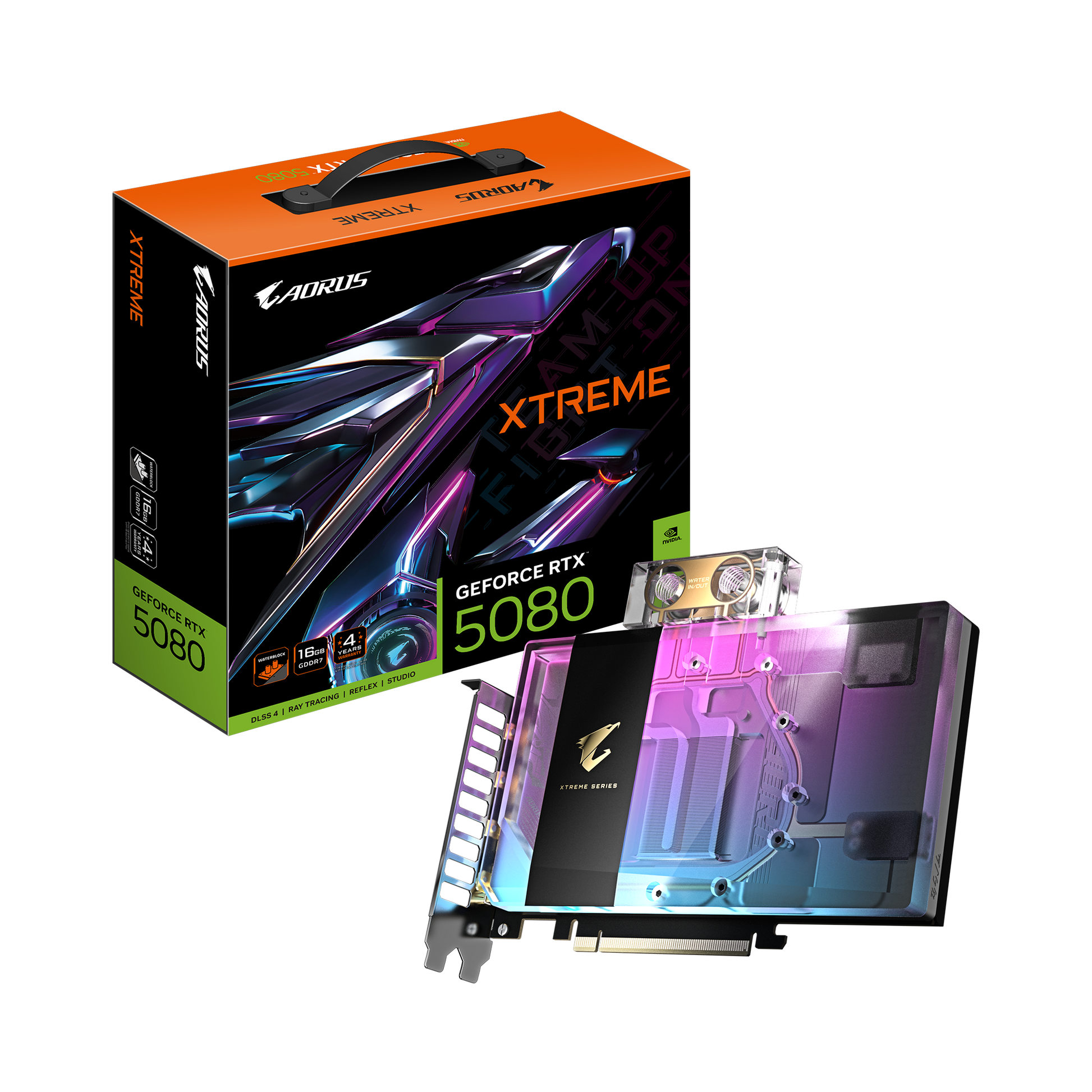 GIGABYTE AORUS GeForce RTX 5080 XTREME WATERFORCE WB 16G – Grafikkarte – 16 GB GDDR7, PCIe 5.0, 3×DP, 1×HDMI