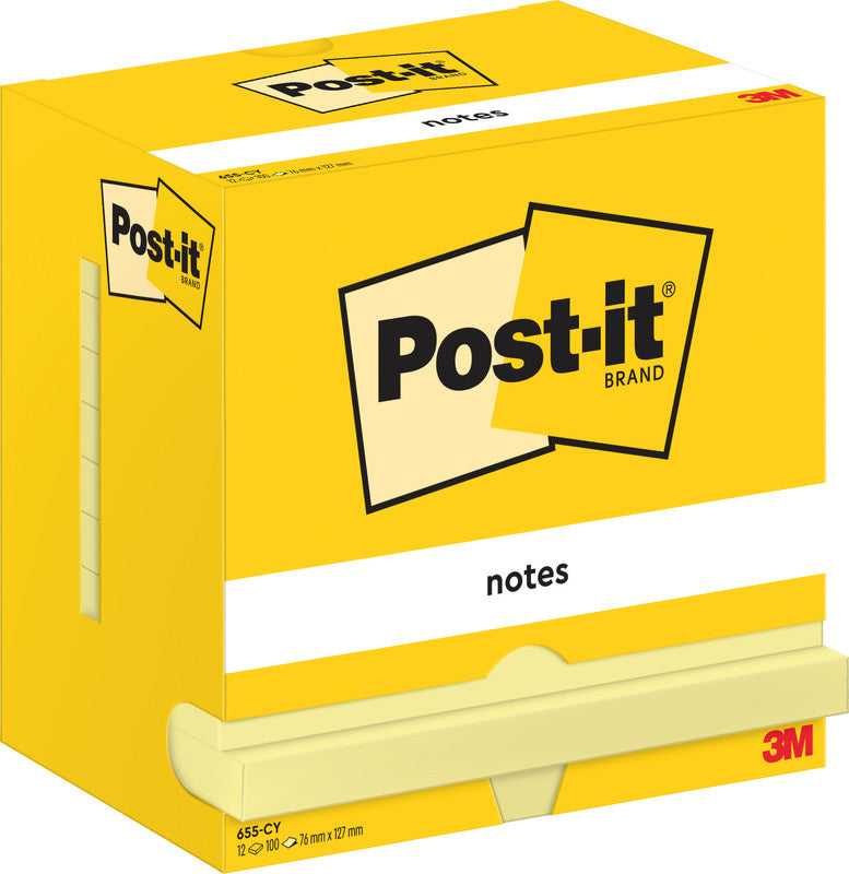 Post-it Haftnotizen – 127×76 mm – Gelb, 12×100 Blatt, Papier, PEFC