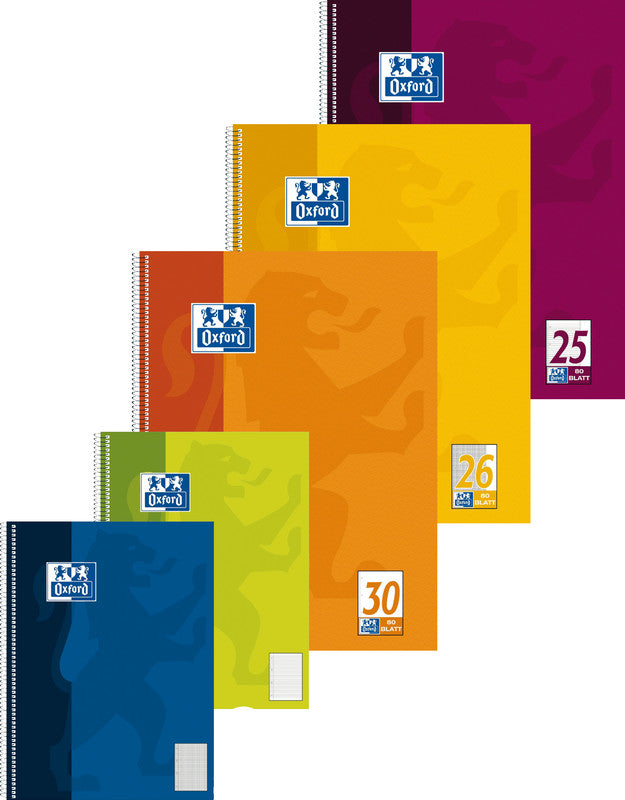 Elba Collegeblock A4+, kariert, Spiralbindung, Karton, 80 Blatt, 4-fach gelocht, perforiert, 90 g/m² – blau