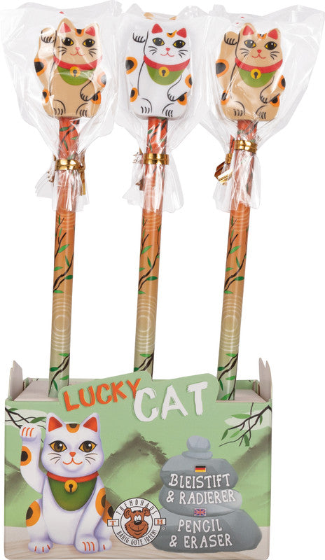 Trendhaus Lucky Cat Bleistift, mit Radierer, HB, Mine Ø 2 mm, farbig sortiert