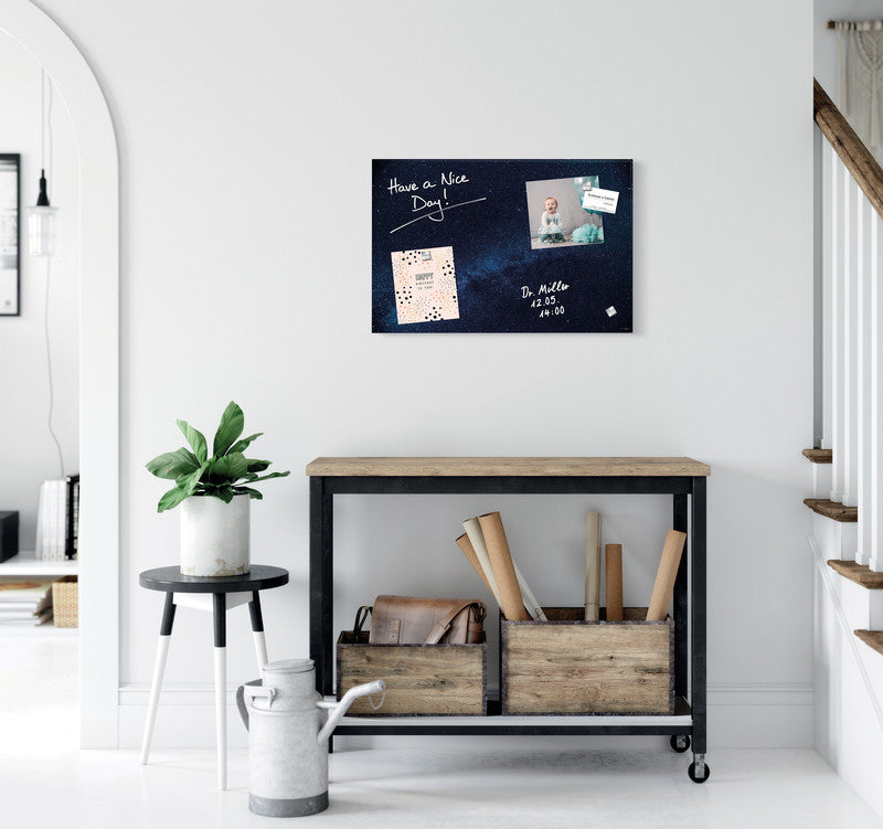 Sigel Whiteboard – 60 × 40 cm, Glas, magnetisch, Wandmontage, inkl. SuperDym Magnetwürfel, Montagesatz