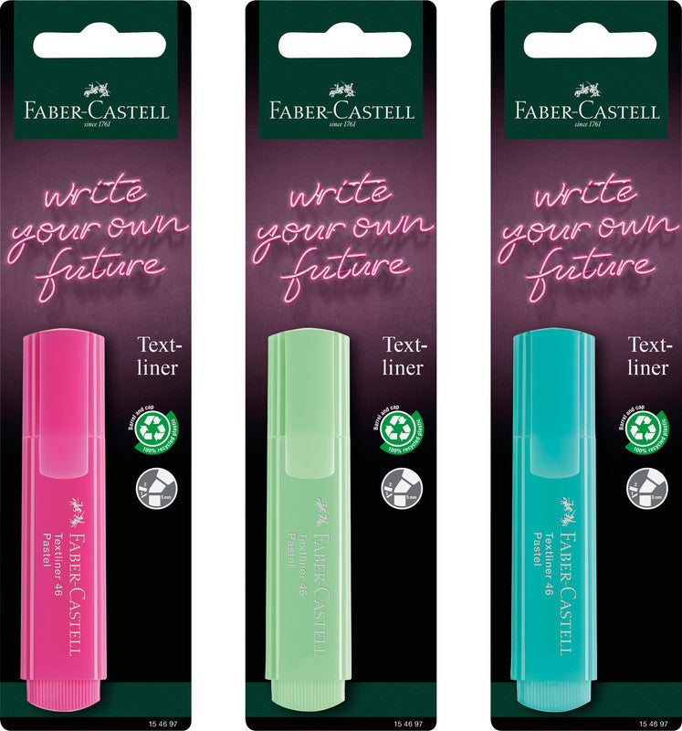 Faber-Castell 46 Pastell Textmarker Farben sortiert Pastell – Keilspitze, 1–5 mm, nachfüllbar