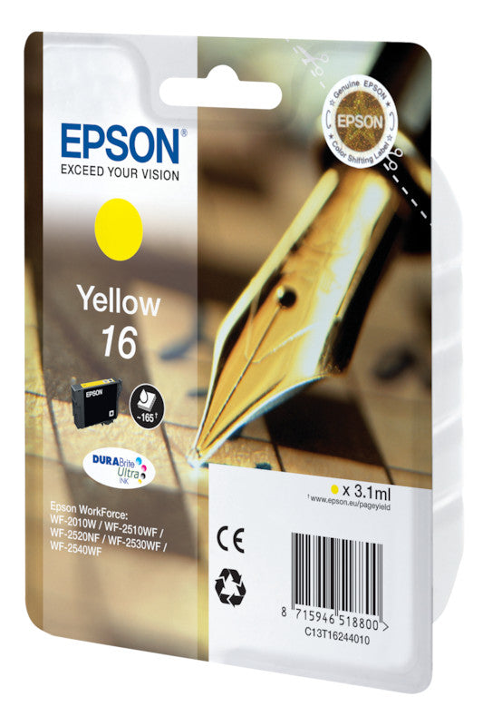 Epson Tintenpatrone 16, Gelb, 165 Seiten – für Tintenstrahldrucker und Multifunktionsgeräte
