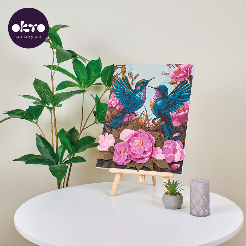 Okto Sensory Art – Modellier- und Malset Air Clay 3D – Eleganter Kolibri – ab 14 Jahren – 400 × 300 mm