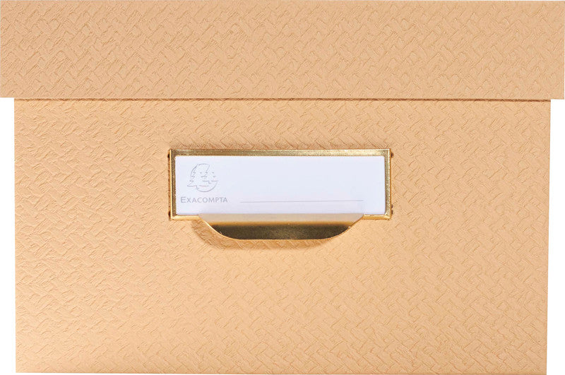 Exacompta Office by Me Archivschachtel A4+ – mit Griffloch, stapelbar, beige, Karton, 3er Set