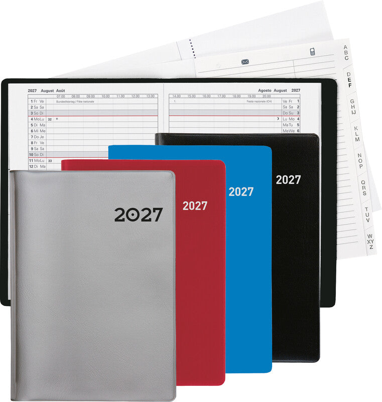 Biella Glasgow Agenda – 1 Monat/2 Seiten, geheftet, 10,0 × 13,9 cm, 15 Monate Okt–Dez, weinrot, PEFC