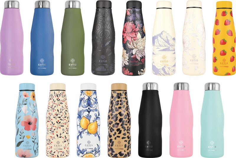 Estia Trinkflasche – 5 dl – Edelstahl, isoliert, Schraubverschluss, auslaufsicher, BPA-frei – Spotted Prowl