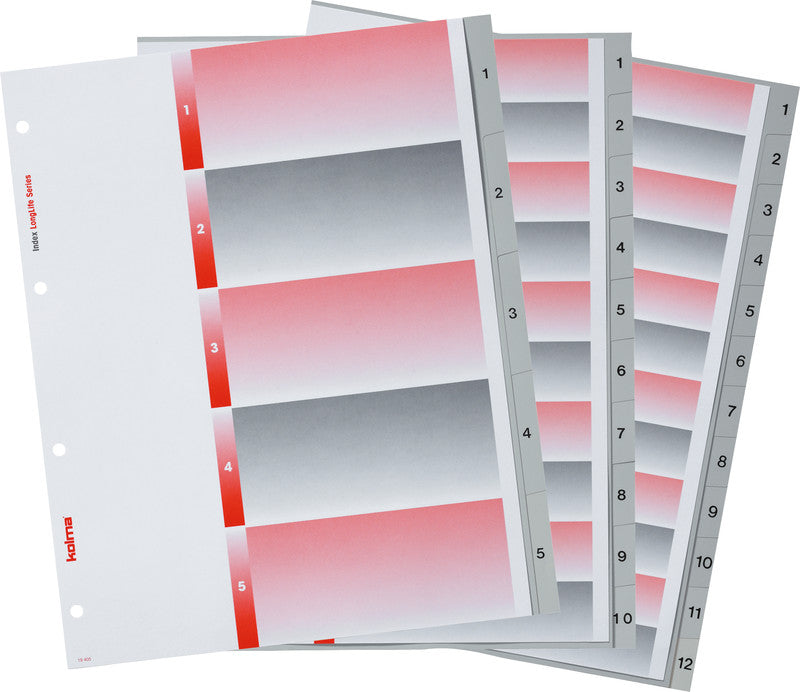 Kolma LongLife XL Register – A4, 20-teilig, PVC, grau, mit Indexblatt, für A4 hoch überbreit