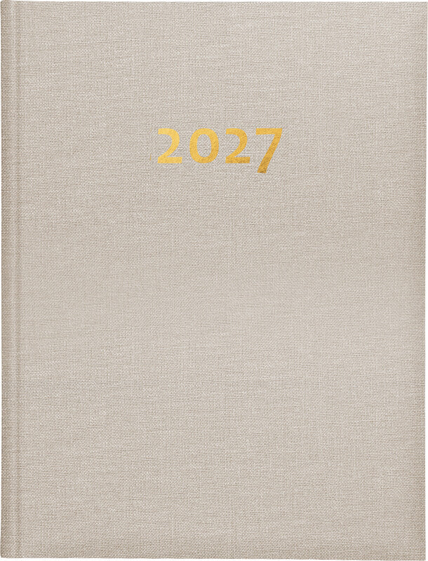 Biella Orario Agenda – 1 Woche/2 Seiten, gebunden, 17,5 × 23,5 cm, 2027, Beige, FSC