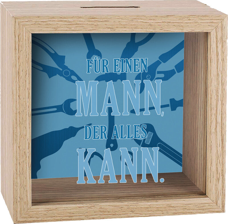 Kurt eulzer Spardose Für einen Mann, der alles kann, natur, Holz, 11 × 11 × 2 cm