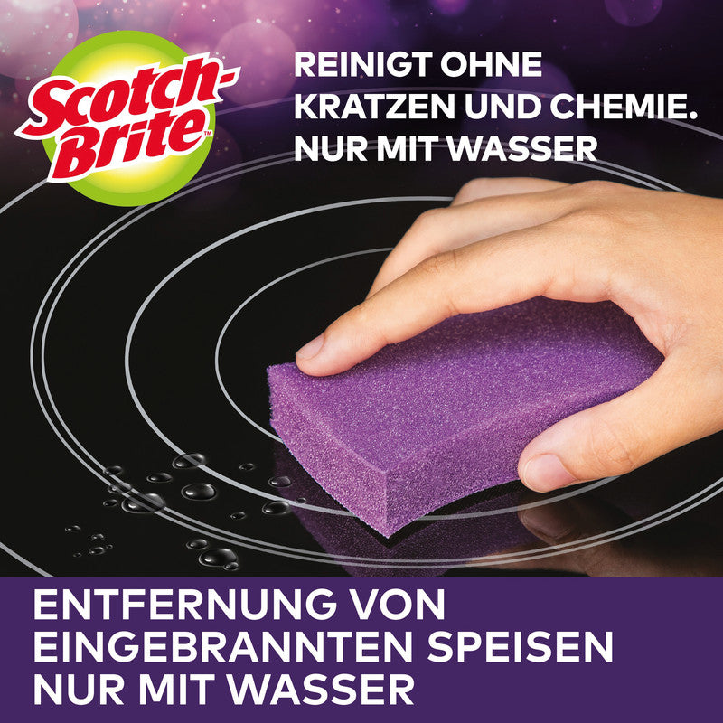Scotch-Brite Schwamm – Kunststoff, 8 × 8 × 4 cm, violett, für Glaskeramik-Kochfelder, 3 Stk.