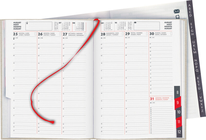 Biella Orario Agenda – 1 Woche/2 Seiten, gebunden, 17,5 × 23,5 cm, 2027, Beige, FSC