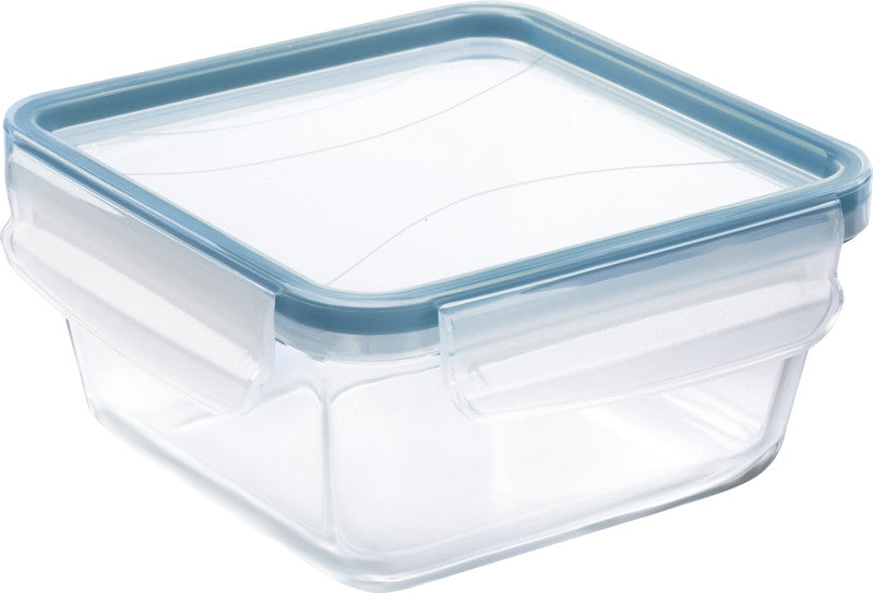 Rotho Glasbehälter Clic & Lock – 0,75 l – rechteckig – 16,5 × 7,8 × 16,5 cm – Borosilikatglas – transparent