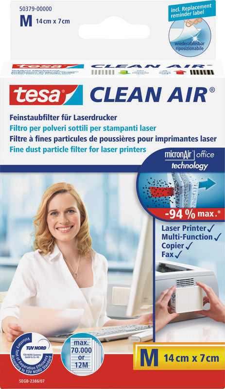 TESA Feinstaubfilter, bis 70'000 Ausdrucke – für Laserdrucker, weiss, Stoff
