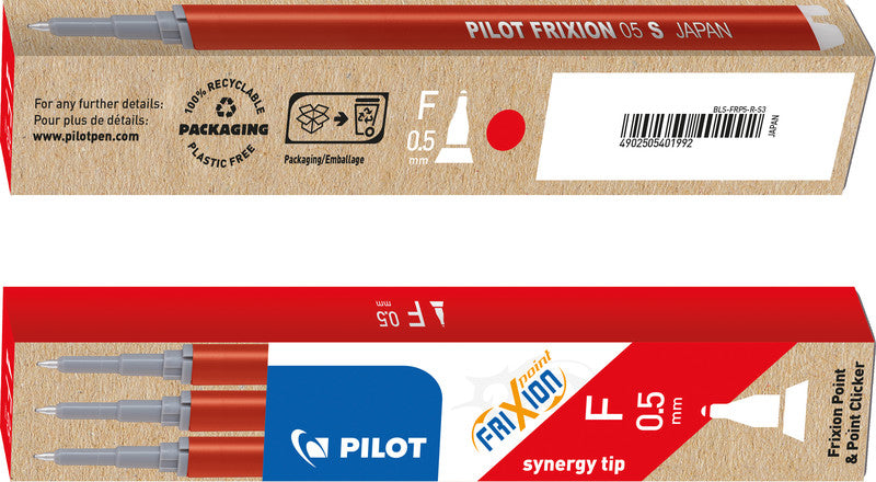 Pilot Rollerpatronen FriXion – rot, 0,5 mm, löschbar, geruchsarm, 3 Stk.