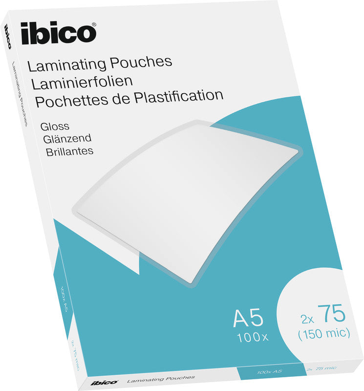 Ibico Laminierfolien A5, glänzend – 75 µm, 154 × 216 mm, 100 Stk.