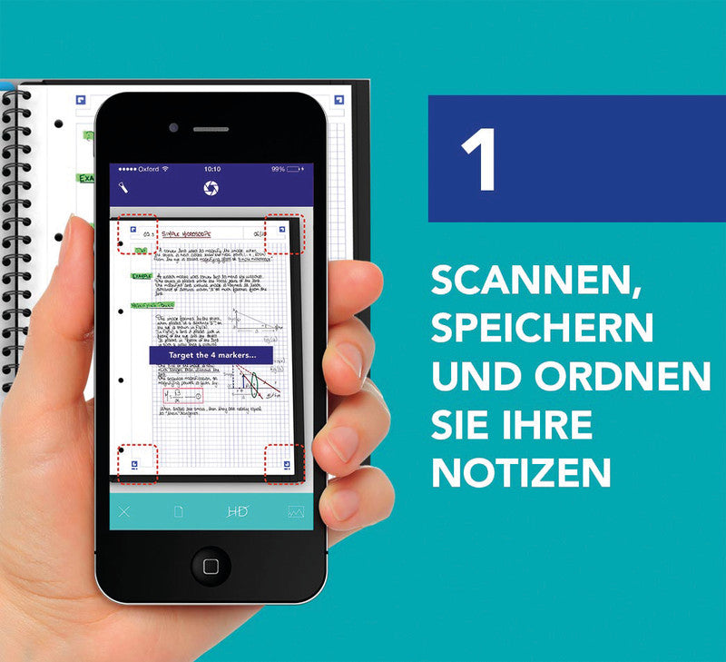 Elba Collegeblock, 80 Blatt, 4-fach gelocht, mikroperforiert, 90 g/m² – sortiert, für SCRIBZEE App