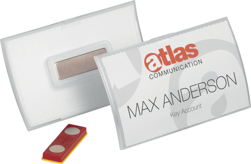 Durable Namensschild – 90 × 54 mm, Kunststoff, transparent, mit Magnet – 10 Stück