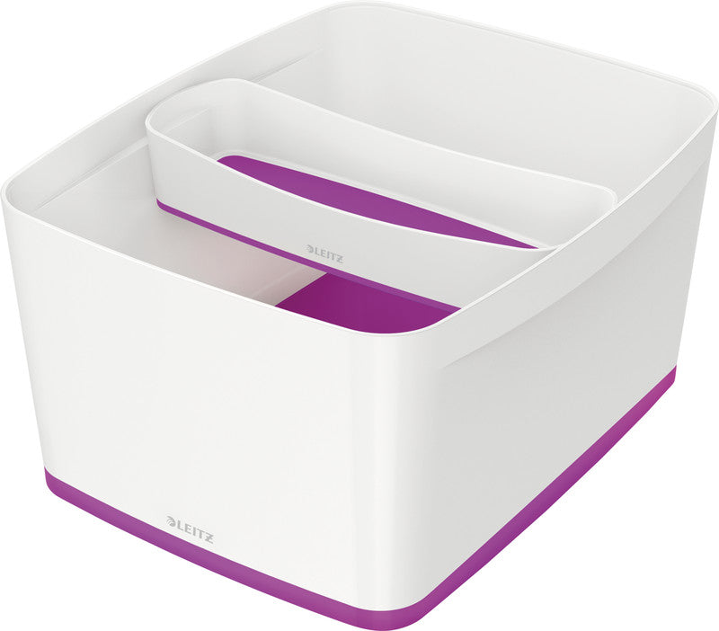 Leitz Aufbewahrungsbox MyBox – Kunststoff, weiss/violett, 31,8 × 19,8 × 38,5 cm