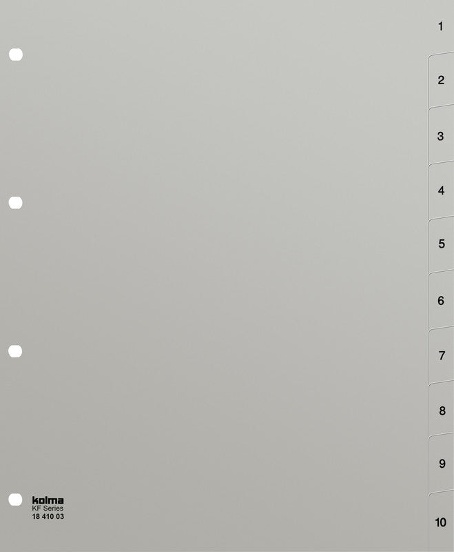 KolmaFlex XL Register – Vollformat überbreit, 10-teilig, PP, grau, mit Indexblatt, für Zeigebuchtaschen