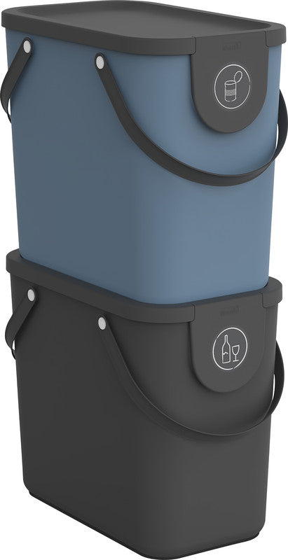 Rotho Abfallcontainer – 25 l – mit Deckel – Kunststoff, Cappuccino – B × H × T 235 × 340 × 400 mm
