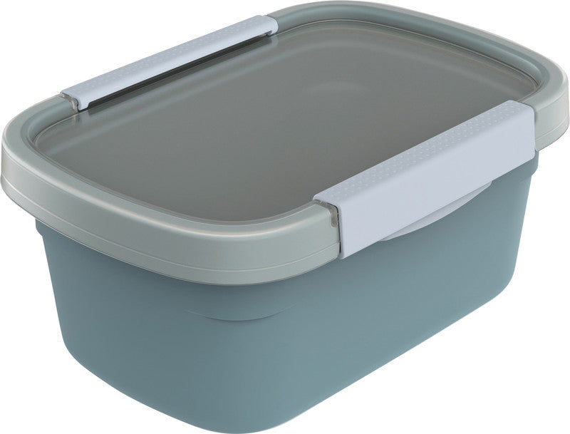 Rotho Kühlschrankdose Clic Eco – 1,5 l – rechteckig – Kunststoff – Blau – 15 × 9,6 × 22 cm