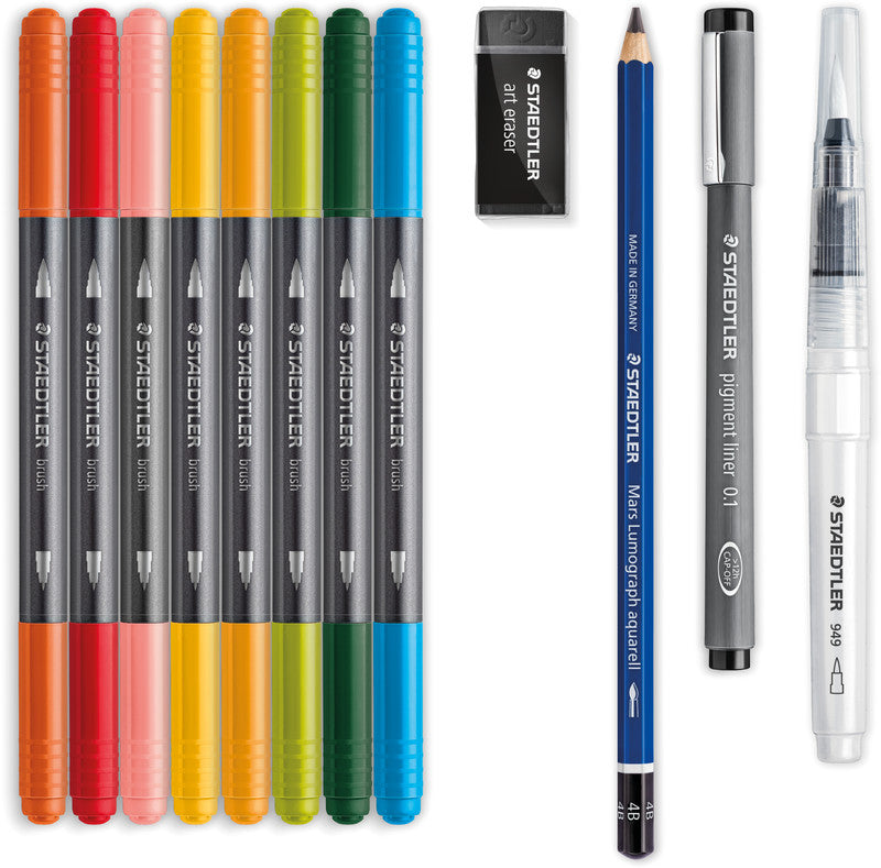 Staedtler Aquarell-Set Brush Pen Floral – 8 Doppelfasermaler