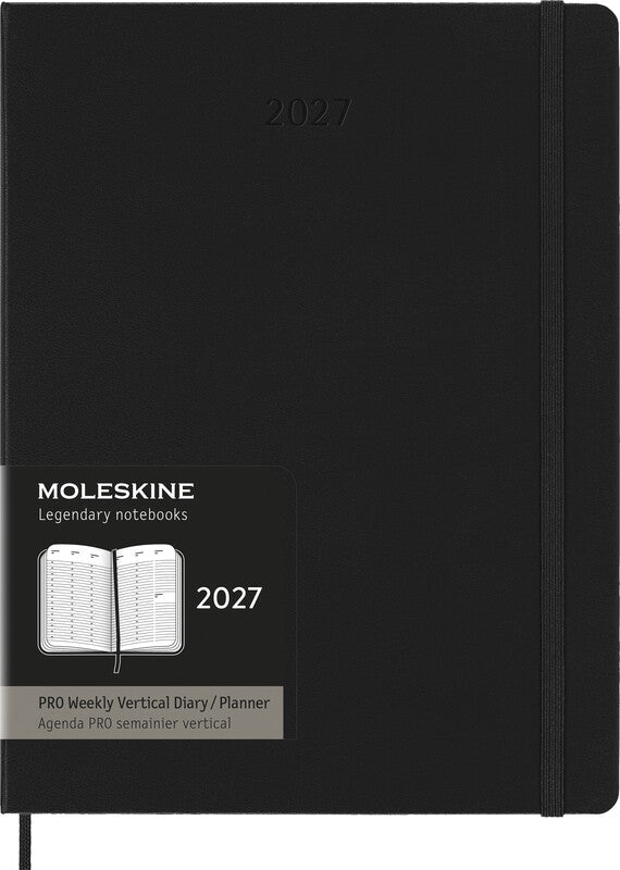 Moleskine Professioneller Terminplaner – 1 Woche/2 Seiten, gebunden, 19 × 25 cm, 2027, schwarz, FSC