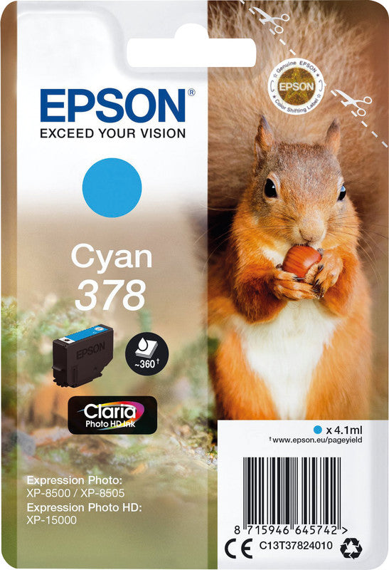 Epson Tintenpatrone 378, cyan, 360 Seiten