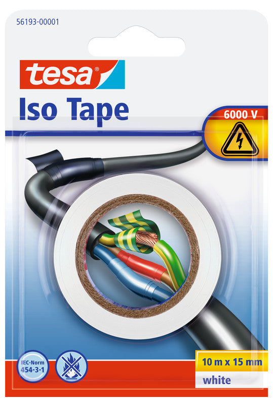 tesa Elektro-Isolierband – 15 mm × 10 m, weiss